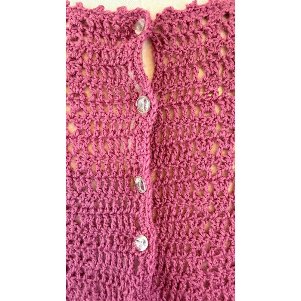 Cottagecore Vintage Handmade Crochet Maxi Dress Long Sleeve Sheer - Picture 12 of 12